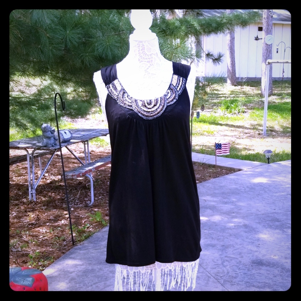 RXB black embroidered tank